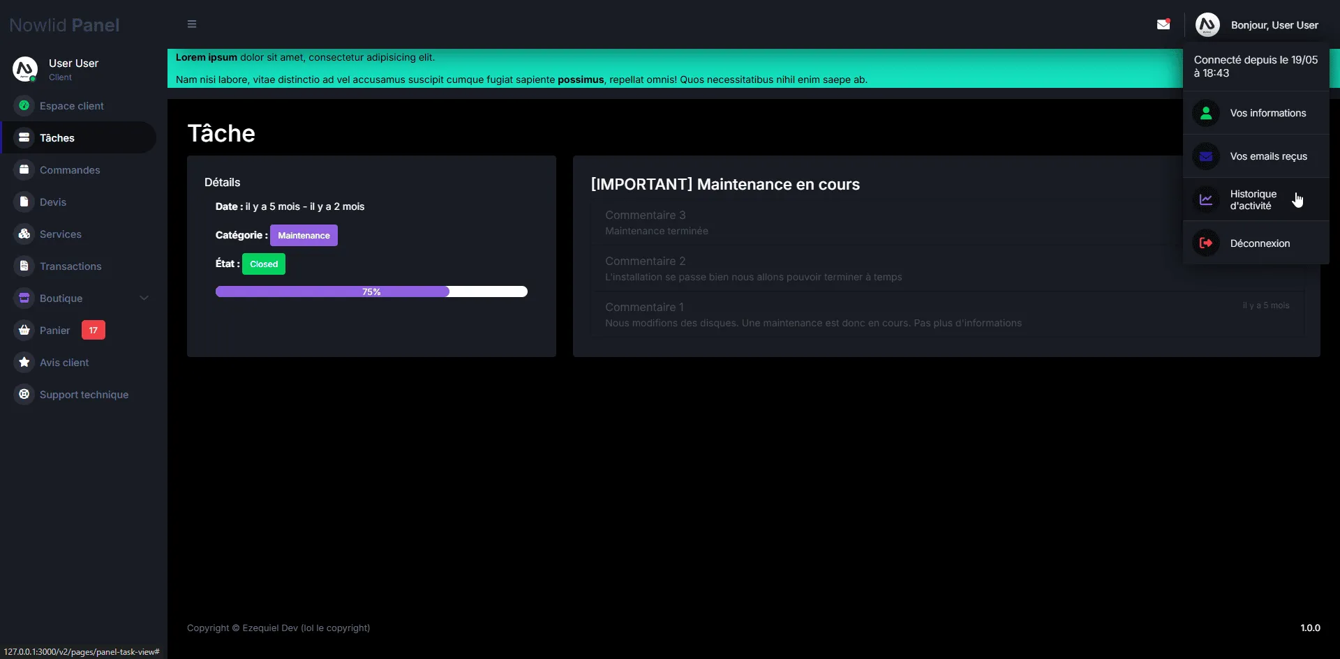 Capture 3 du projet Nowlid