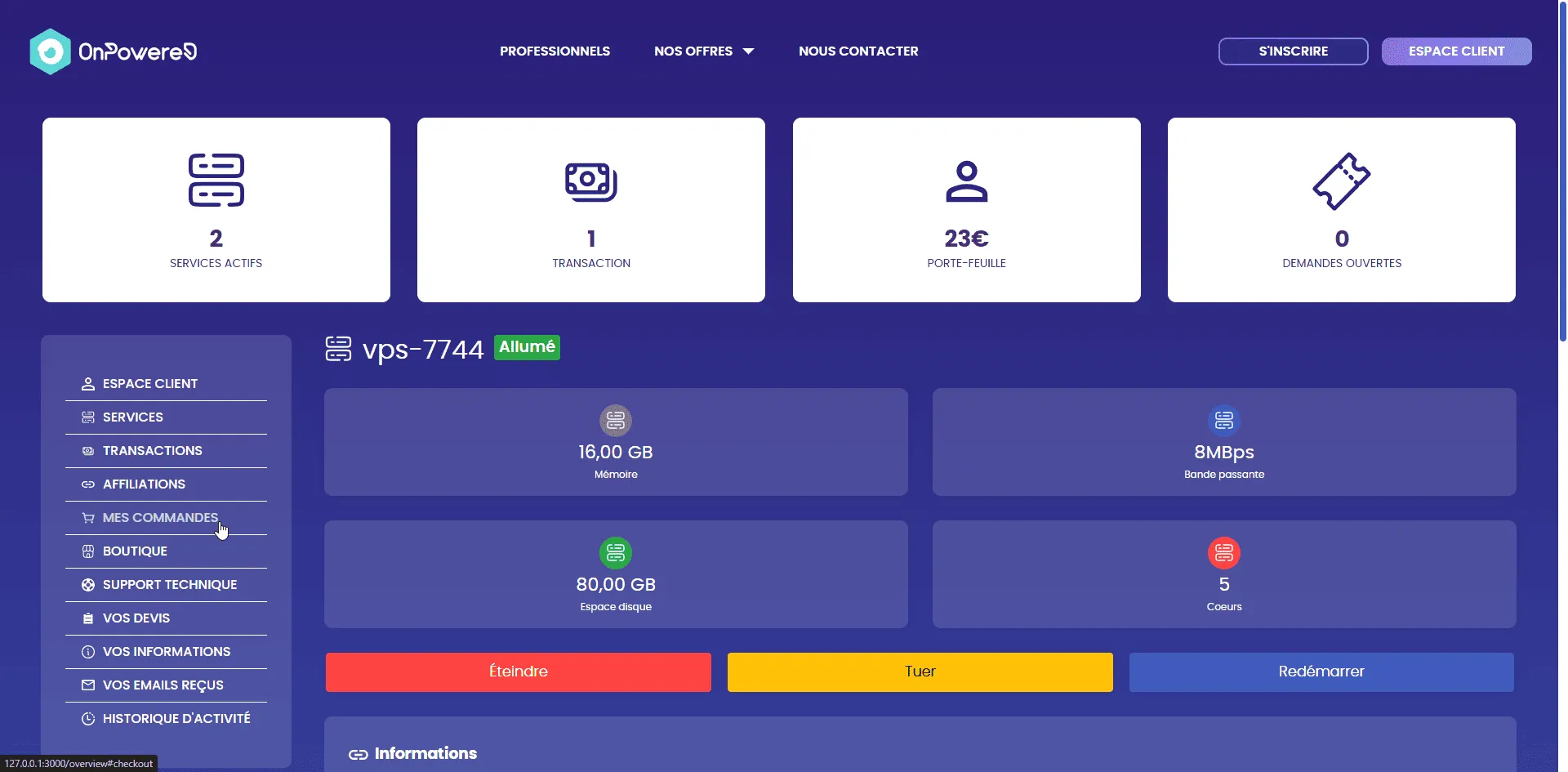 Capture 6 du projet OnPowered